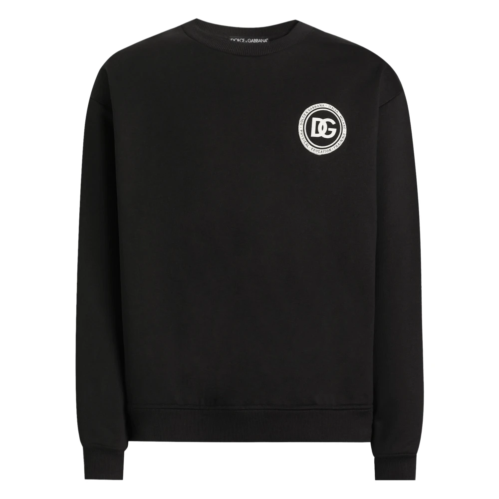Dolce & Gabbana Sweatshirts, Male, L, Jersey Sweatshirt With Patch Black