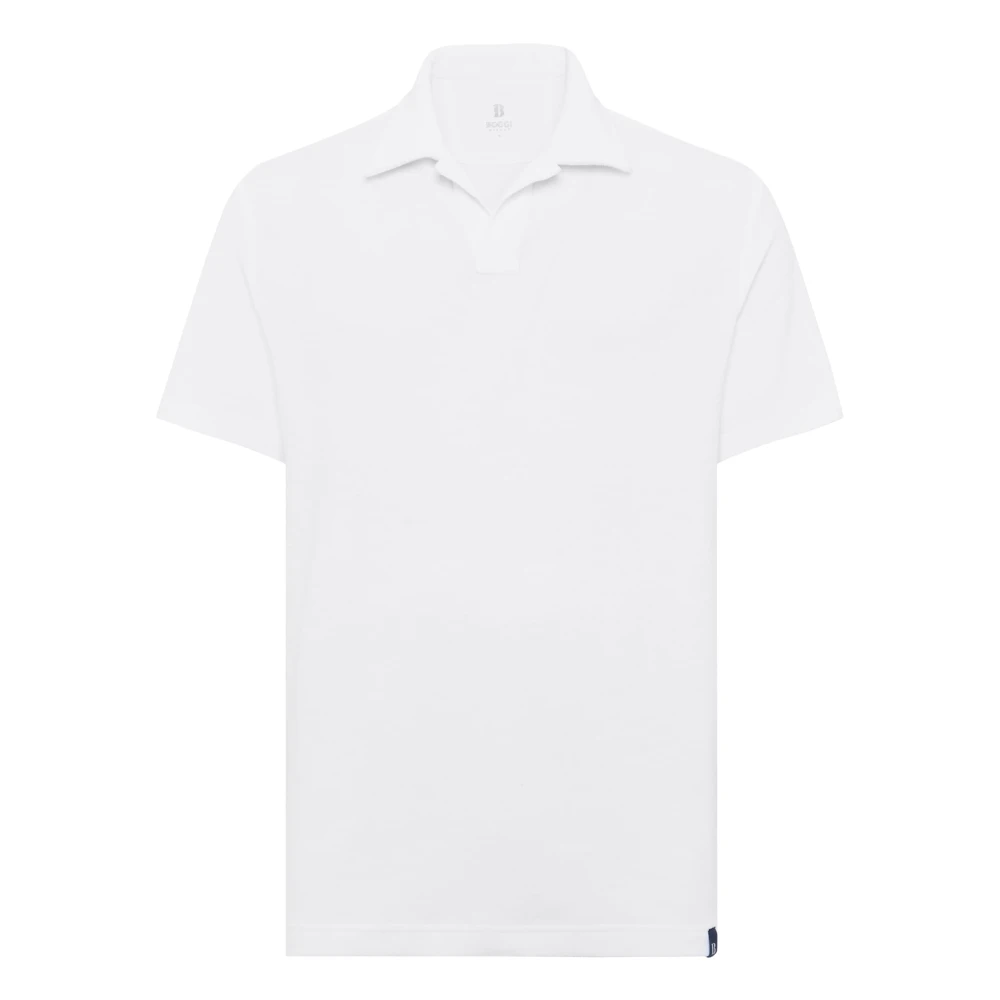 Boggi Milano Katoen Nylon Polo Shirt White Heren