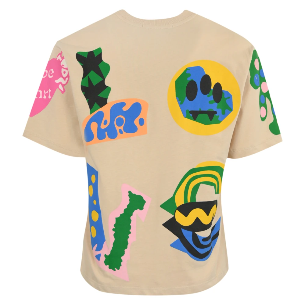 Barrow Katoenen T-shirt met Logo Print Beige Heren