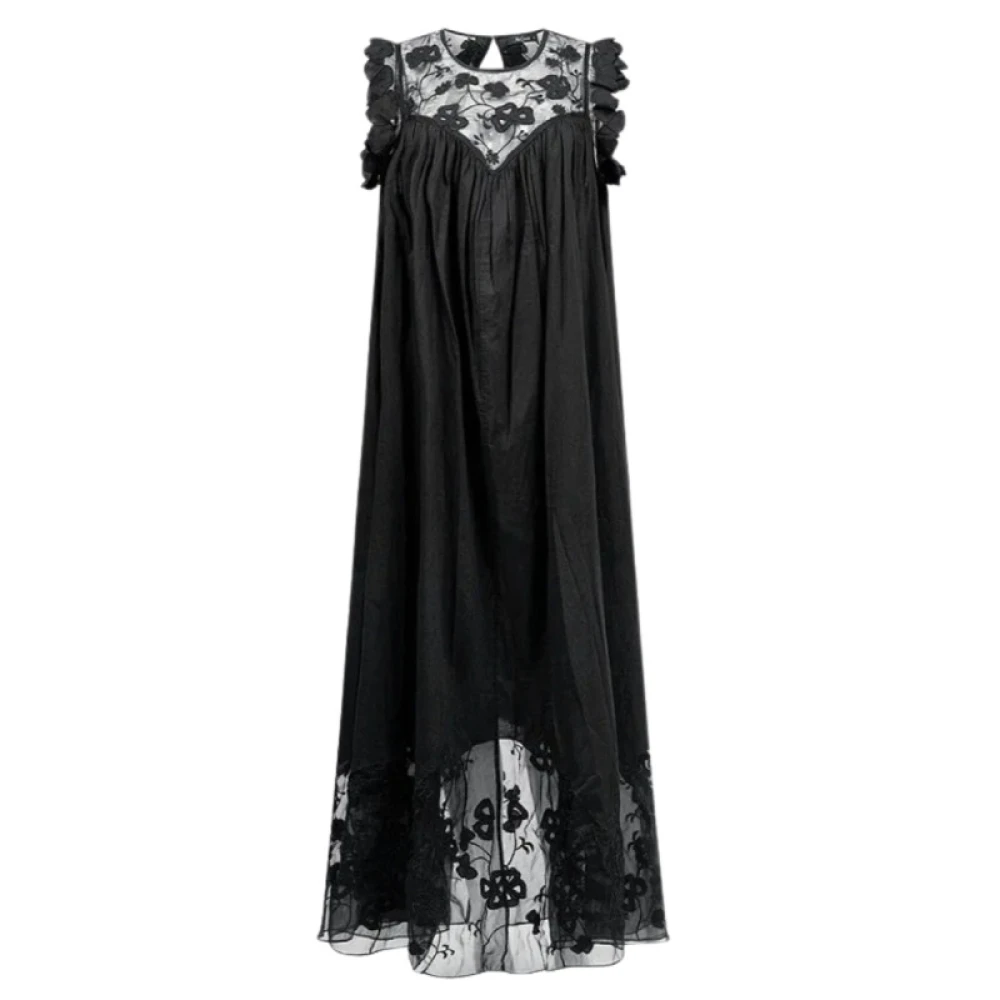 Mes Demoiselles Zwarte Kant Katoenen Mouwloze Jurk Black Dames