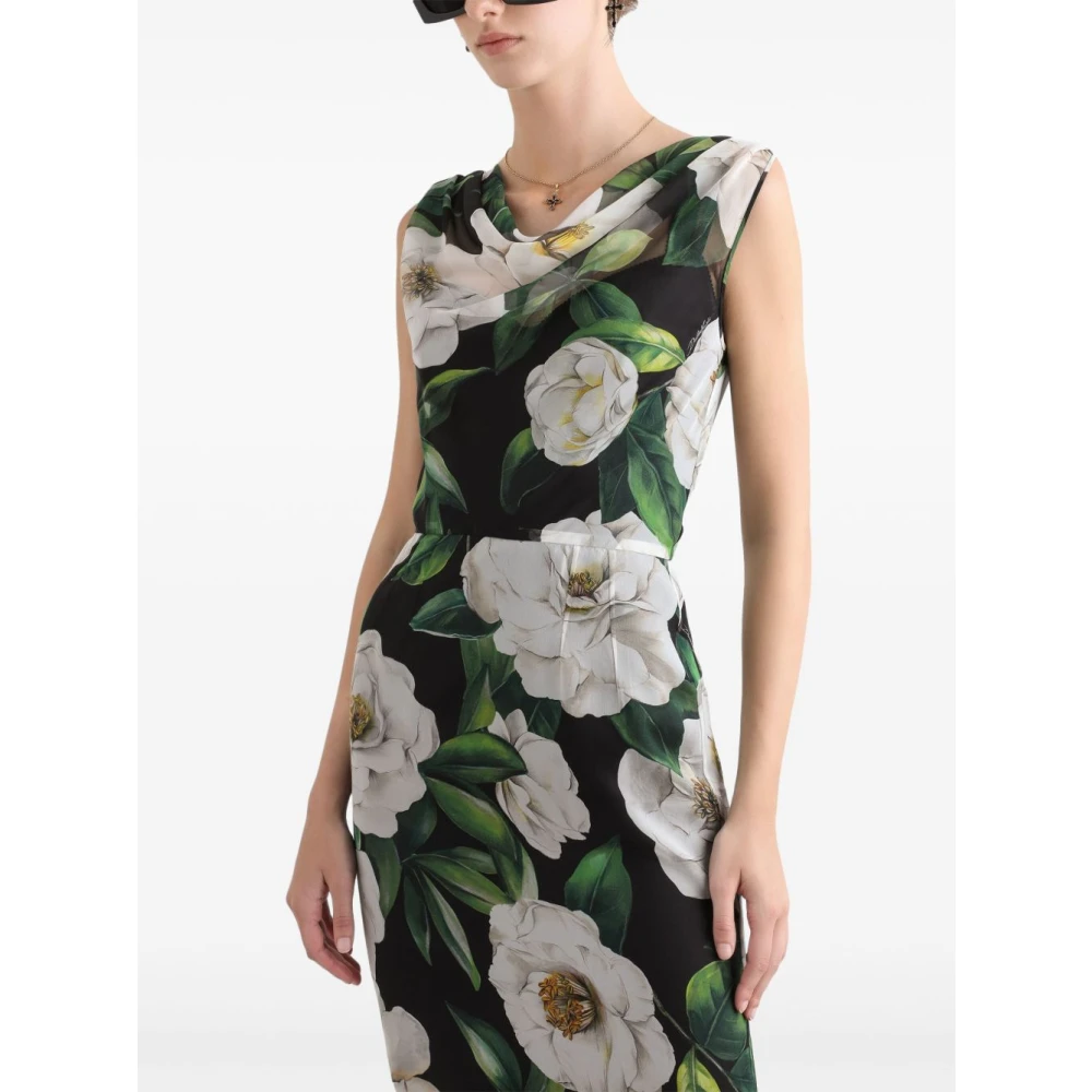 Dolce & Gabbana Witte Gardenia Print Jurk Multicolor Dames