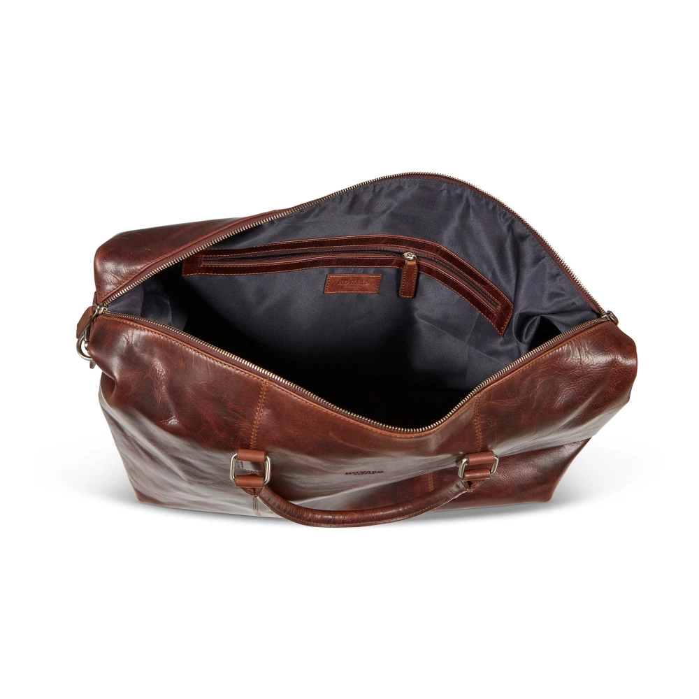 Howard London Bruin Leren Weekendtas Brown Heren