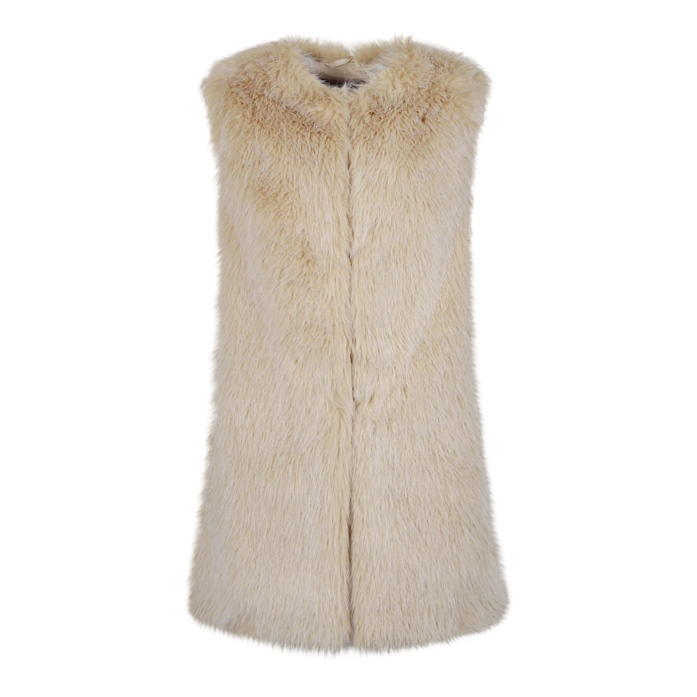 Herno Faux Fur Gilet Vest Beige Dames