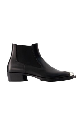 black-silver-leather-chelsea-boots