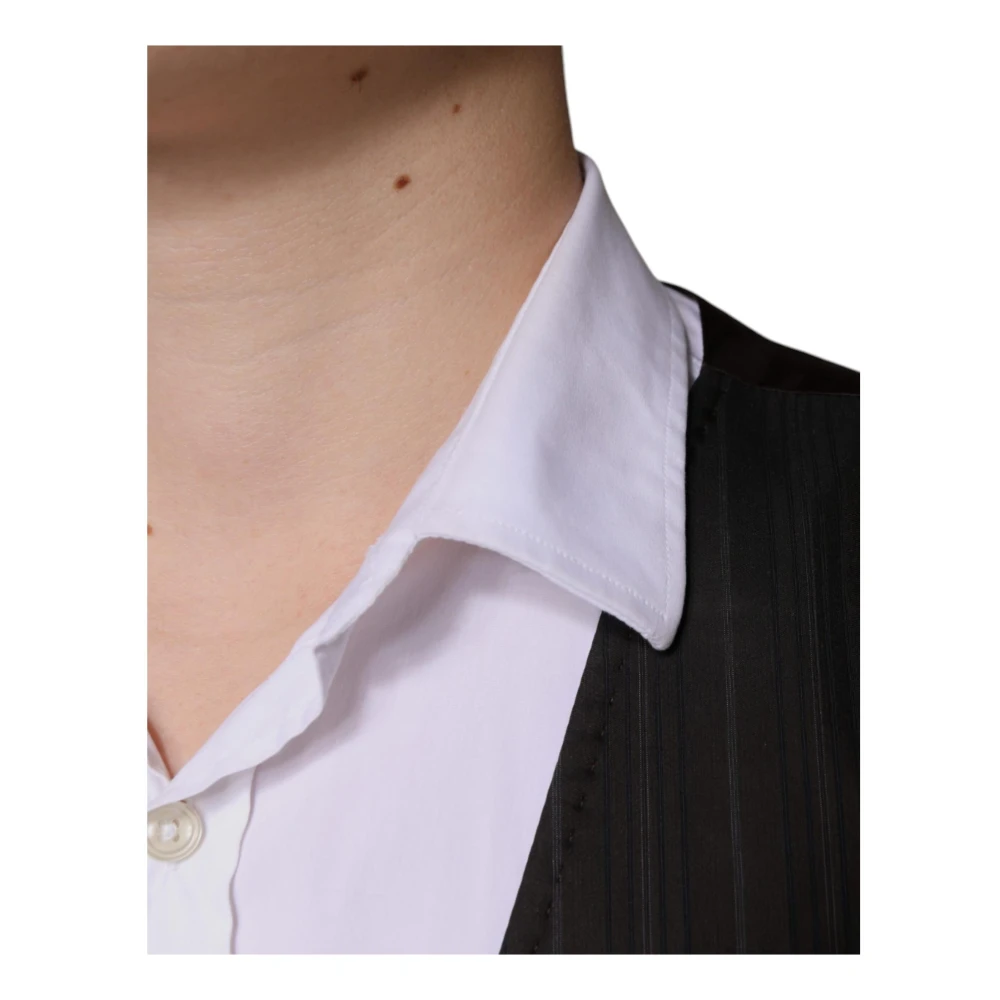 Dolce & Gabbana Zwart Formeel Vestjurk met Logo Black Heren