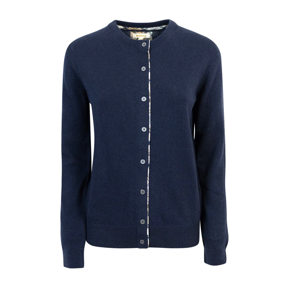 Barbour Blauwe Cardigan met Tartan Details Blue Dames
