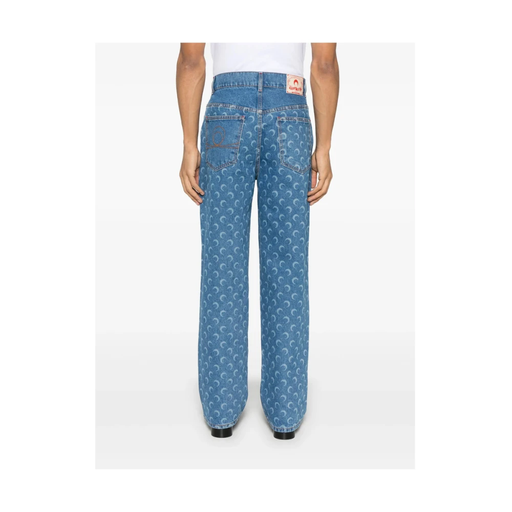 Marine Serre Blauwe Denim Klassieke Vijf Zak Jeans Blue Heren
