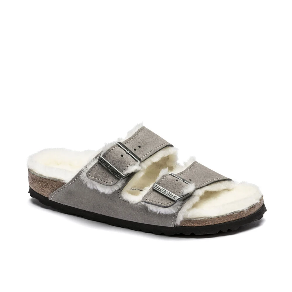 Birkenstock Shearling Stone Coin Arizona Sandaler Gray, Dam