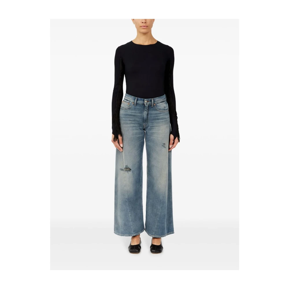 MM6 Maison Margiela Blauwe Distressed Denim Jeans Blue Dames