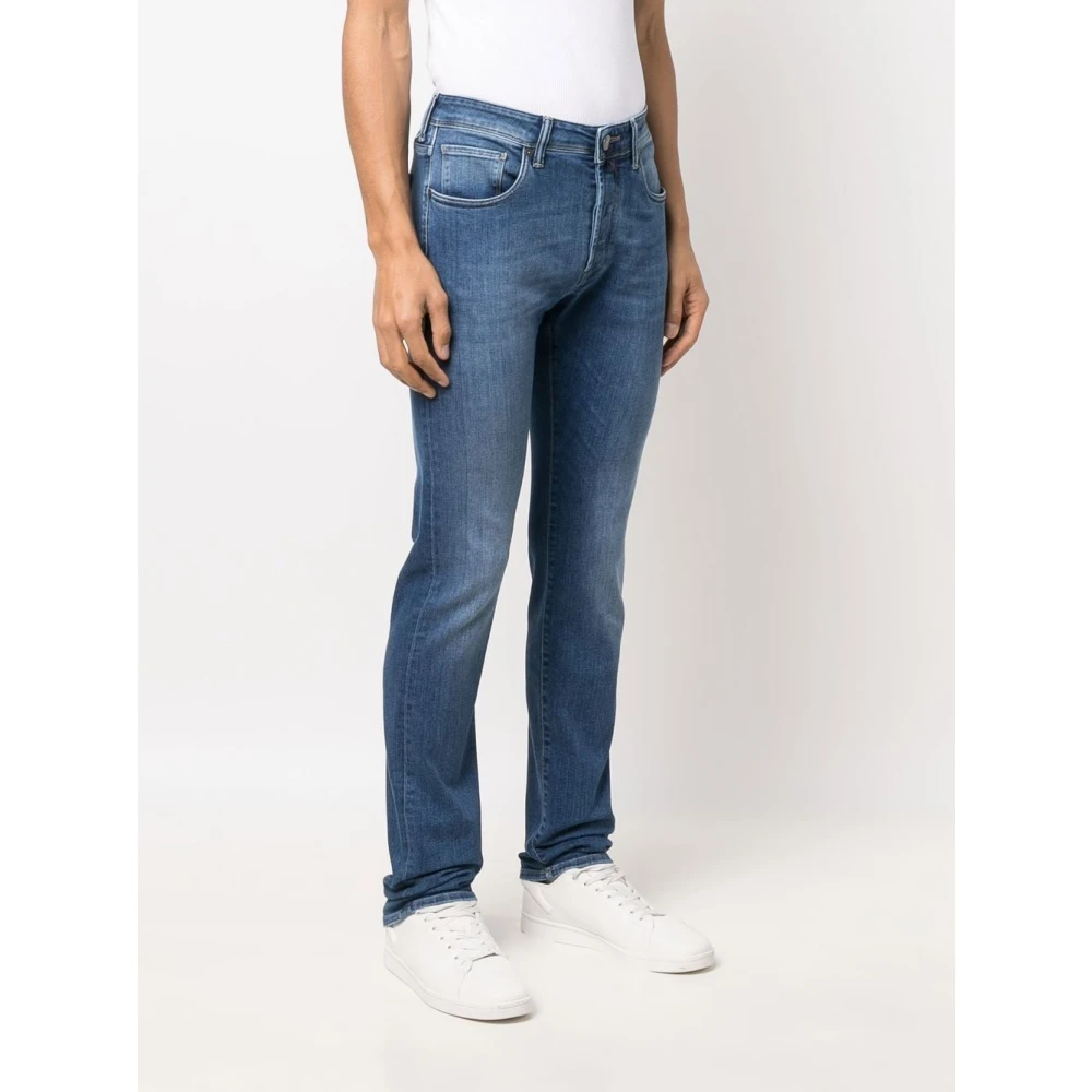Incotex Denim Straight Gewassen Jeans Blue Heren