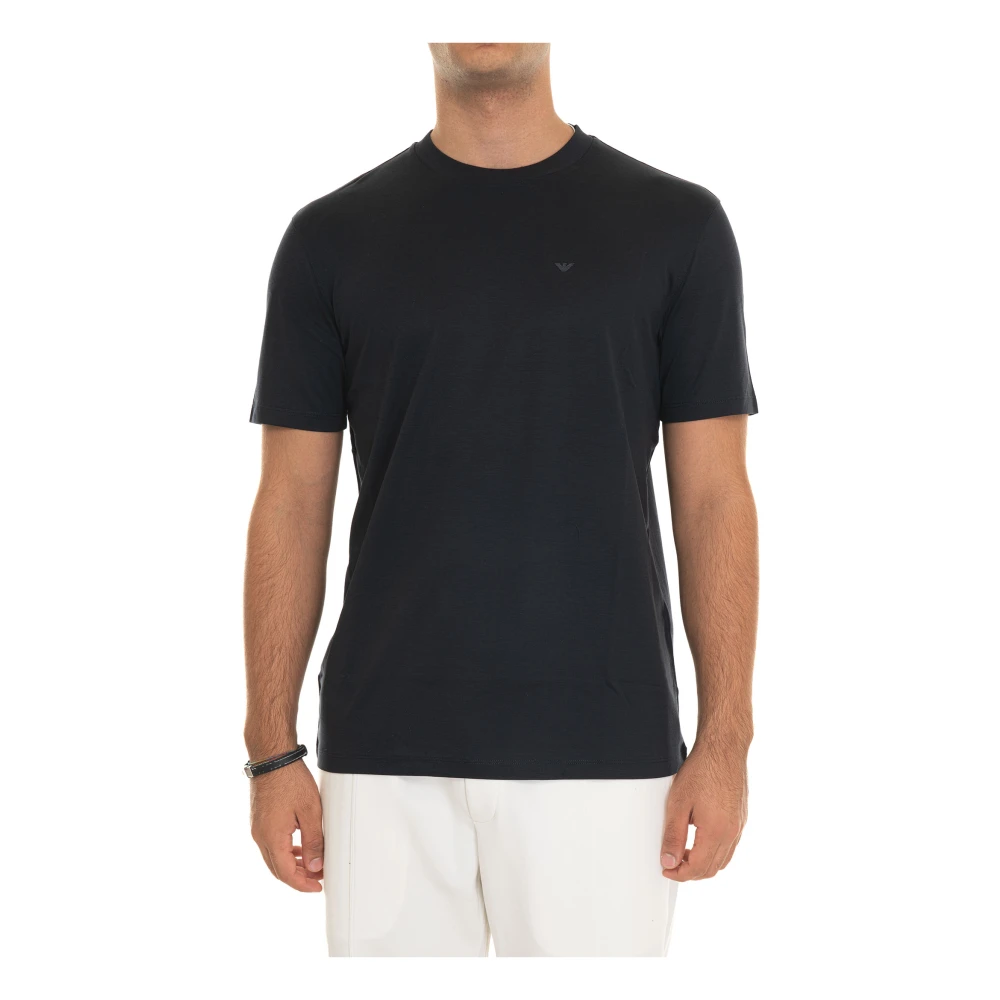 Emporio Armani Logo T-shirt ronde hals korte mouwen Blue Heren