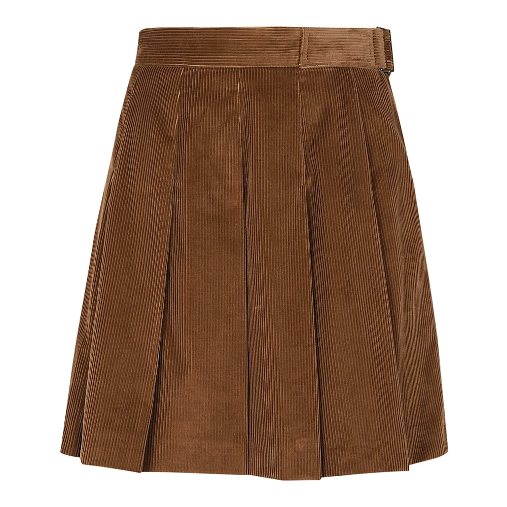 Max Mara Weekend Zwarte Fluwelen Geplooide Rok Brown Dames