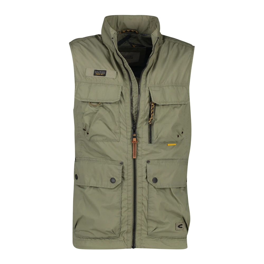 Camel active Multipocket Vest met Opstaande Kraag Green Heren