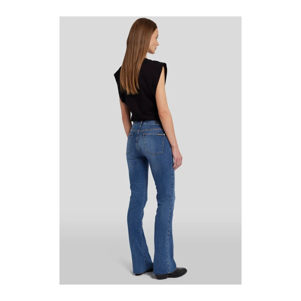 7 For All Mankind Studded Bootcut Tailorless Jeans Blue Dames