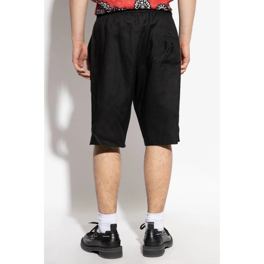 Dolce & Gabbana Linnen shorts Black Heren