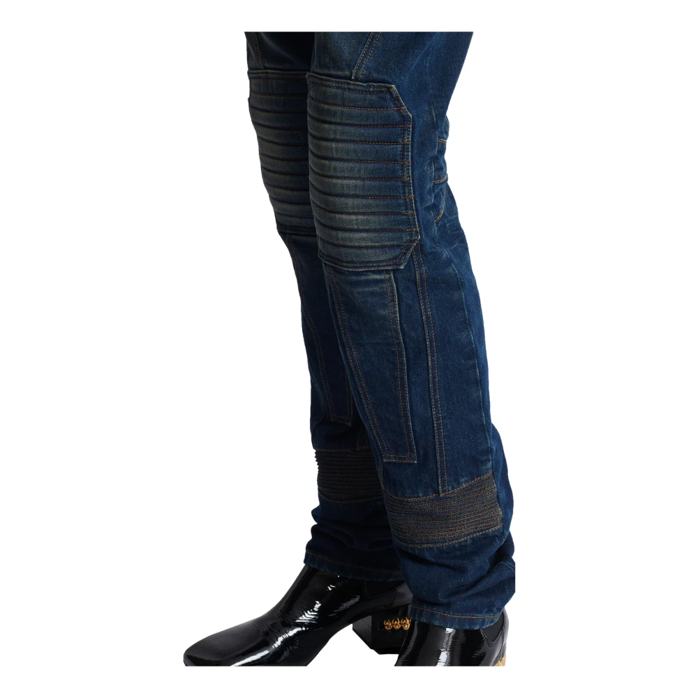 Balmain Denim straight-leg biker jeans Blue Heren