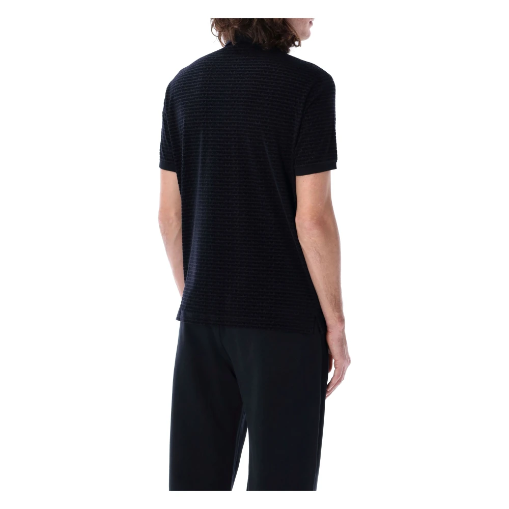 Emporio Armani Navy Flocked Logo Polo Shirt Ss25 Blue Heren