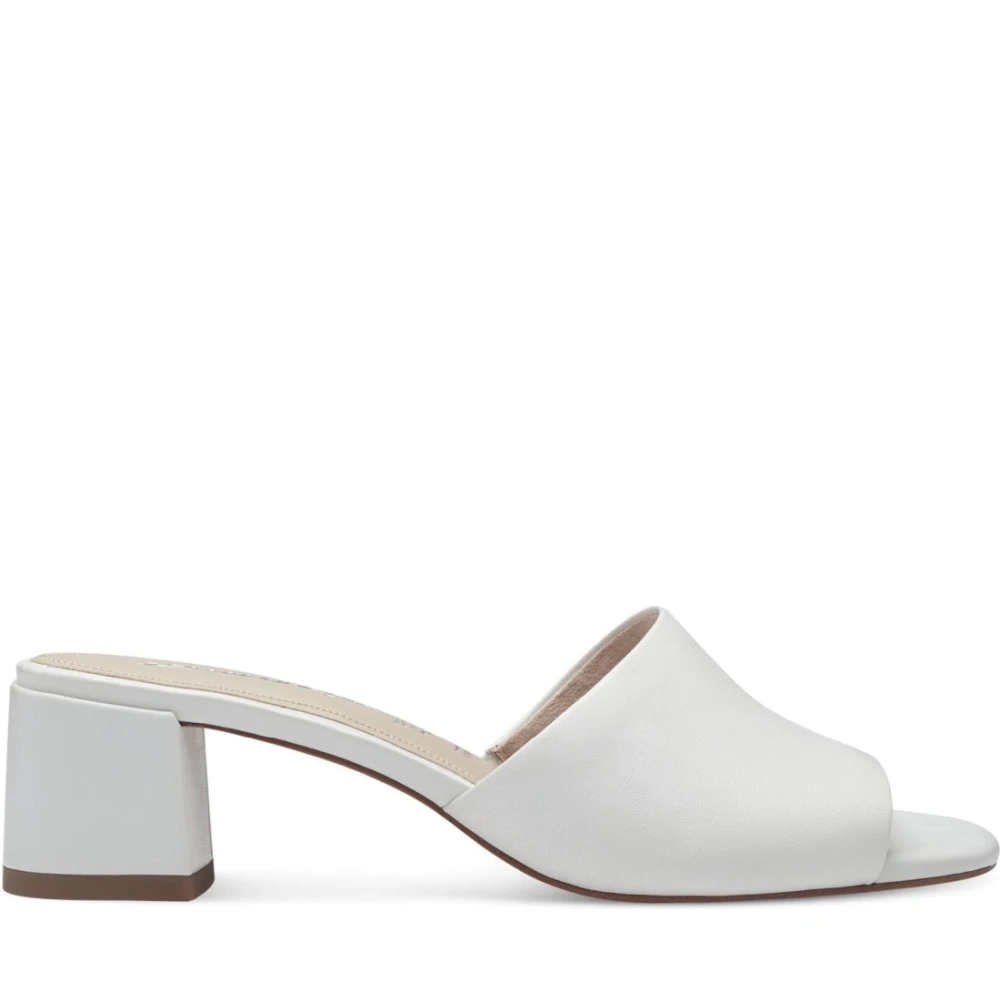 Tamaris Women's White Heeled Mules, 8 Uk, Leather Mule