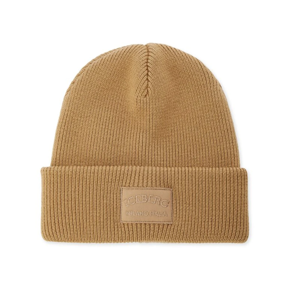 Iceberg Merinoull Stickad Beanie Mössa Beige, Herr