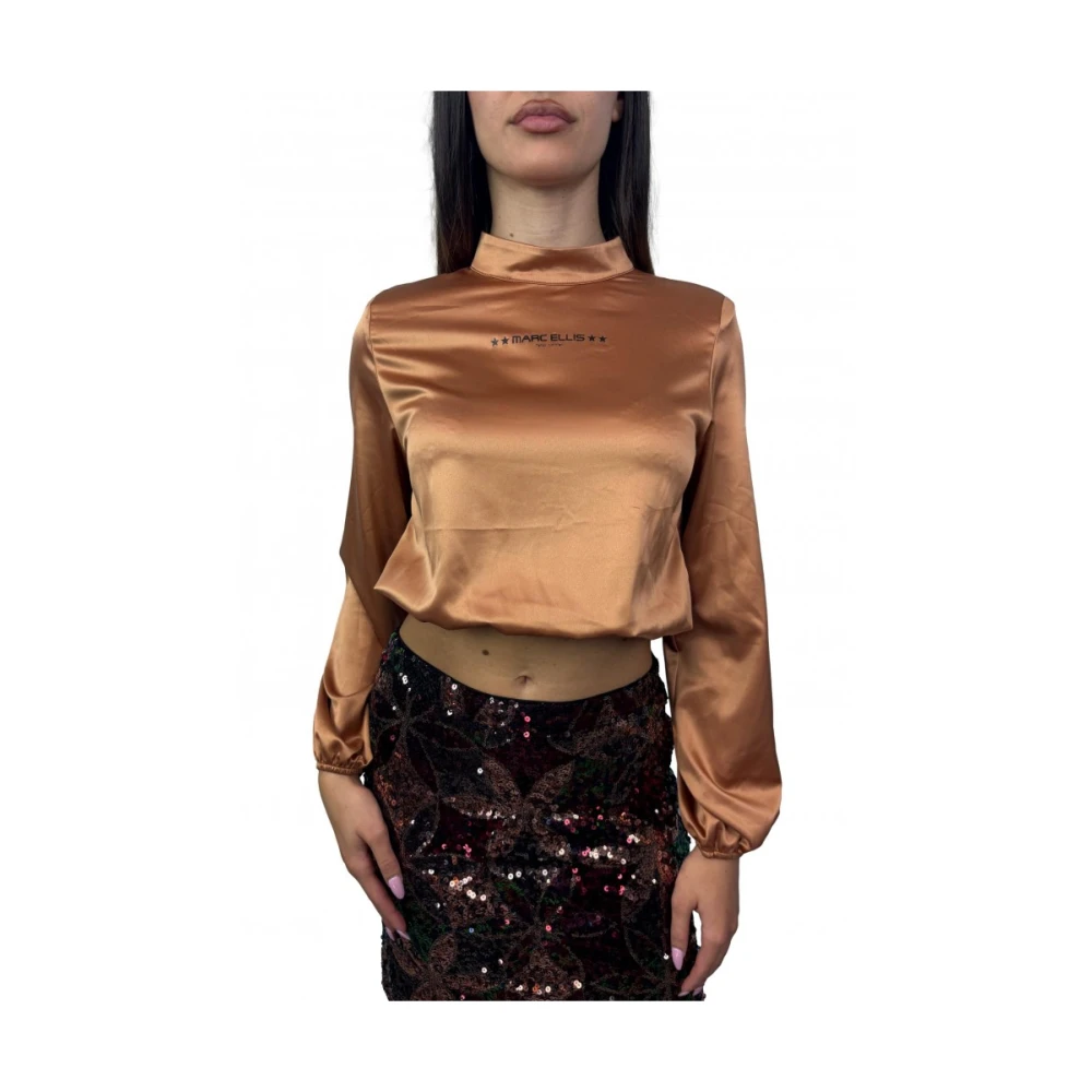 Marc Ellis Bronzen Blouse met Polyester en Elastaan Brown Dames