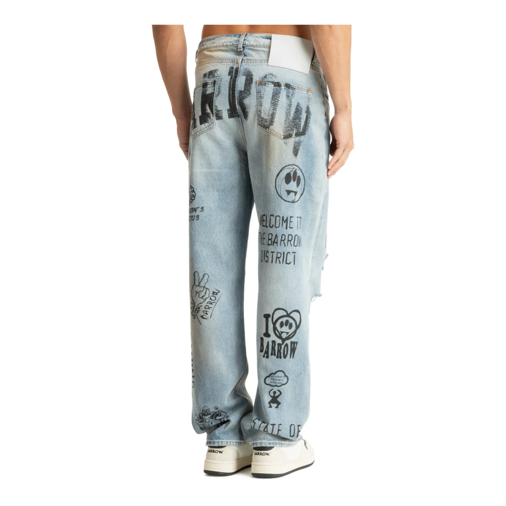 Barrow Abstract Multicolor Jeans met Logo Blue Heren
