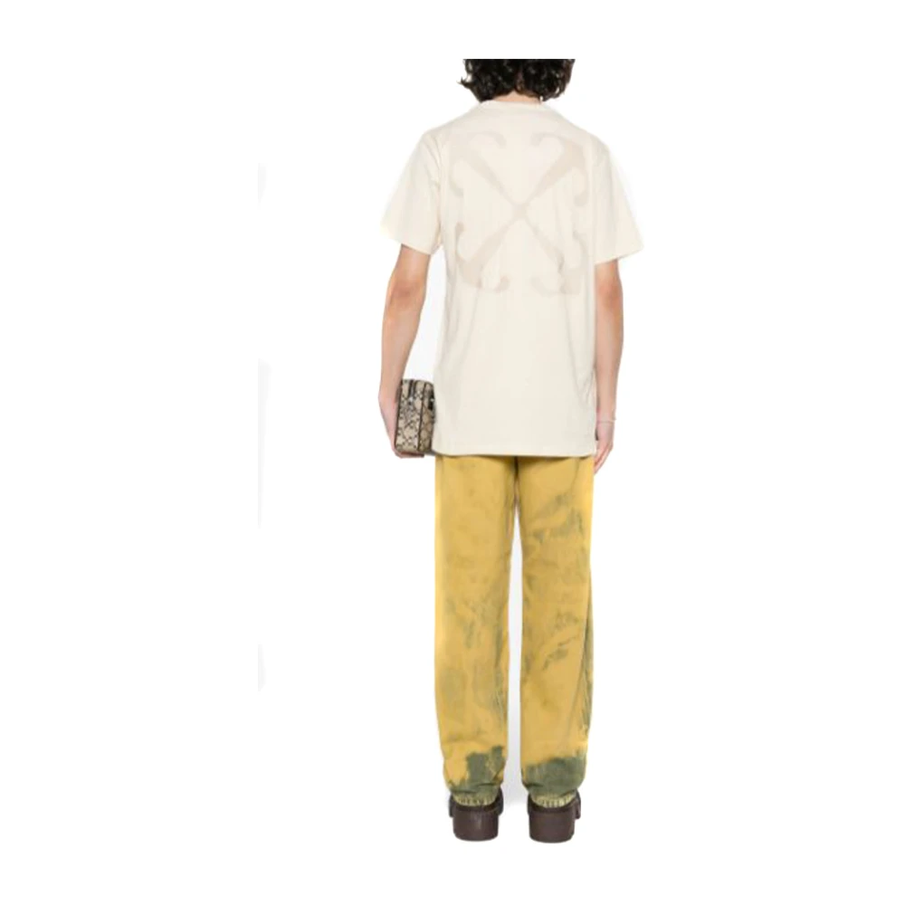 Off White Casual Katoenen T-shirt Beige Heren