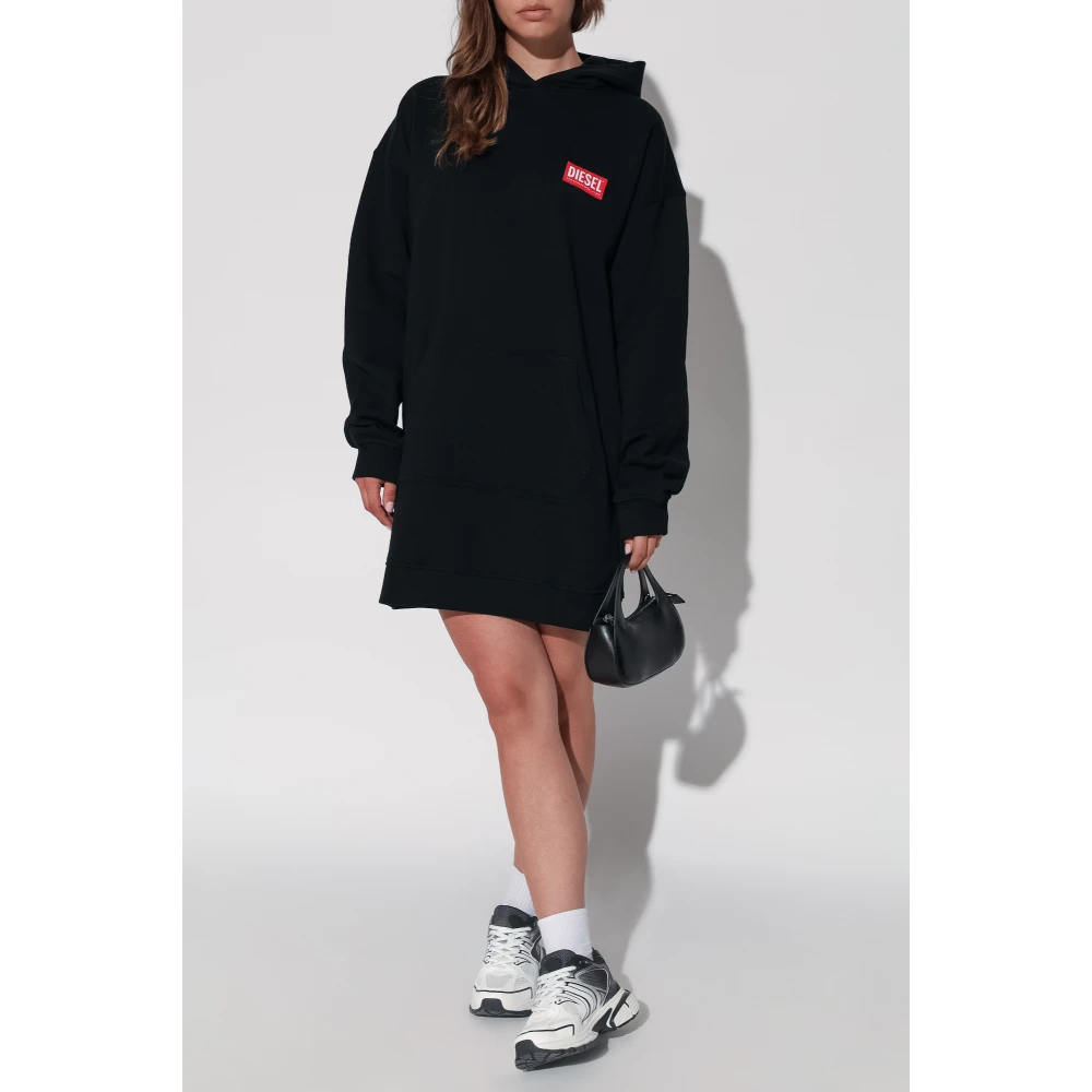 Diesel Jurk met D-Boxt-Hood-Lab logo Black Dames