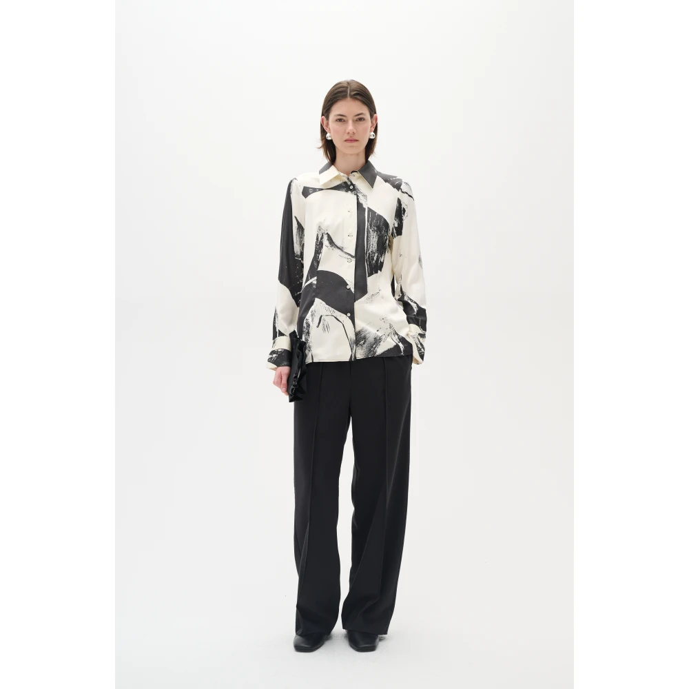 InWear Satijnen overhemd met kraag en knopen White Dames