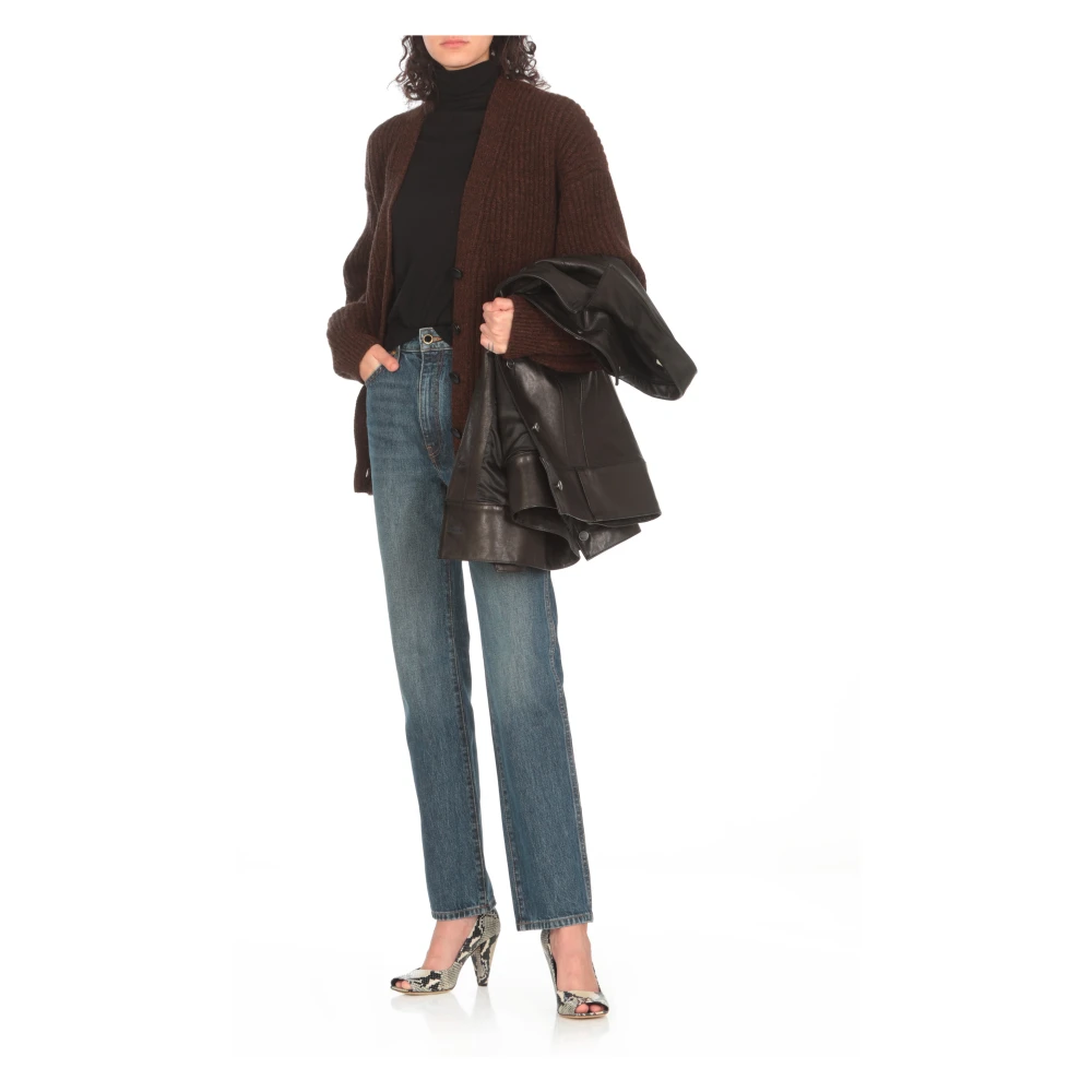 Khaite Bruine Cashmere V-Hals Cardigan Sweater Brown Dames