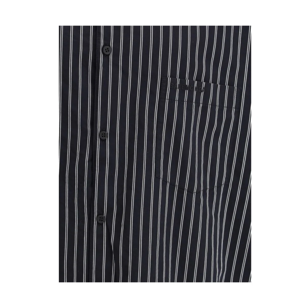 Balenciaga Gestreept Shirt met Zak en Klassieke Kraag Black Heren