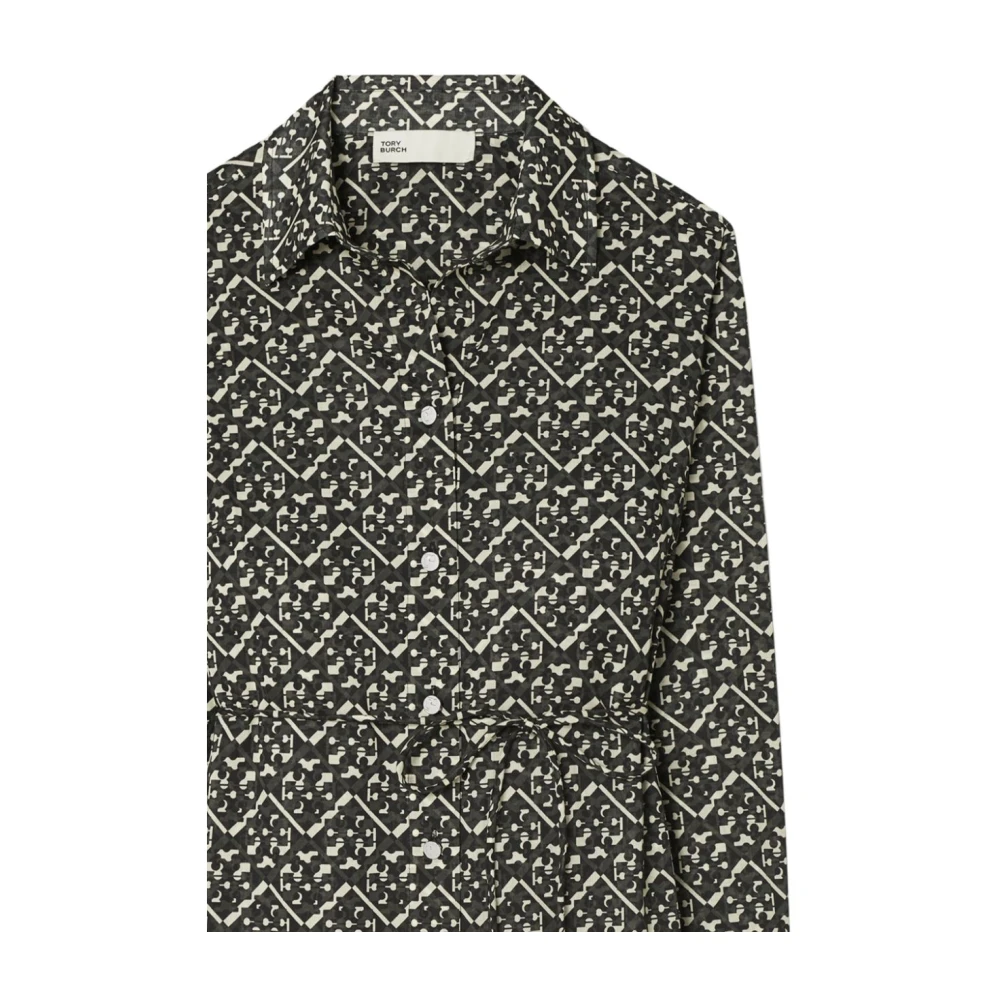 TORY BURCH Grafische Print Knoopjurk Black Dames