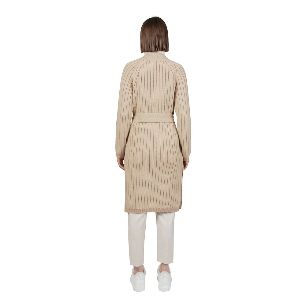 Eleventy Kasjmier Ceintuur Ribgebreide Vest Beige Dames