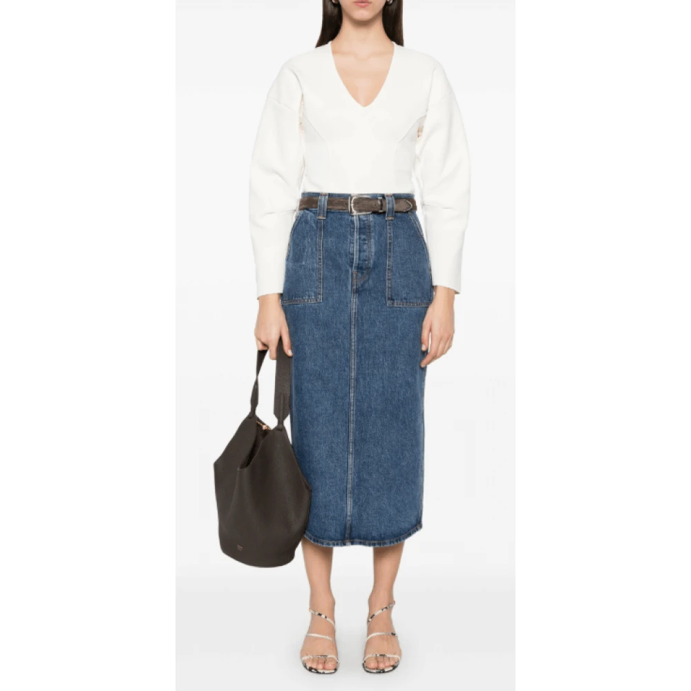 Khaite Blauwe Midi Jurk met Knoopsluiting Blue Dames
