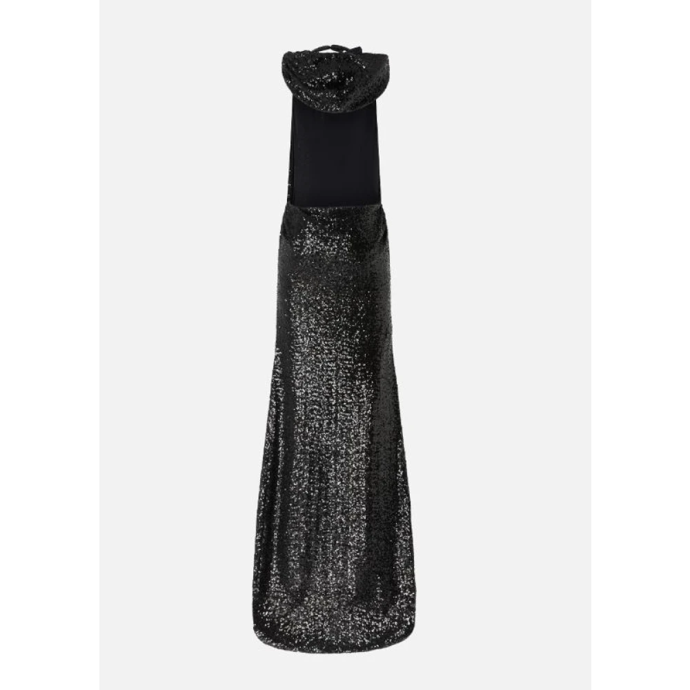 pinko Paillet Geborduurde Mouwloze Lange Jurk Black Dames