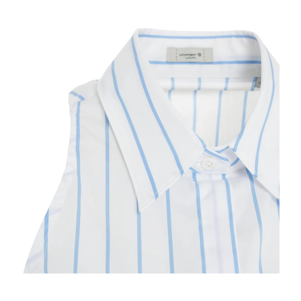 Himon's Witte Mouwloze Blouse Chic Kent Kraag White Dames