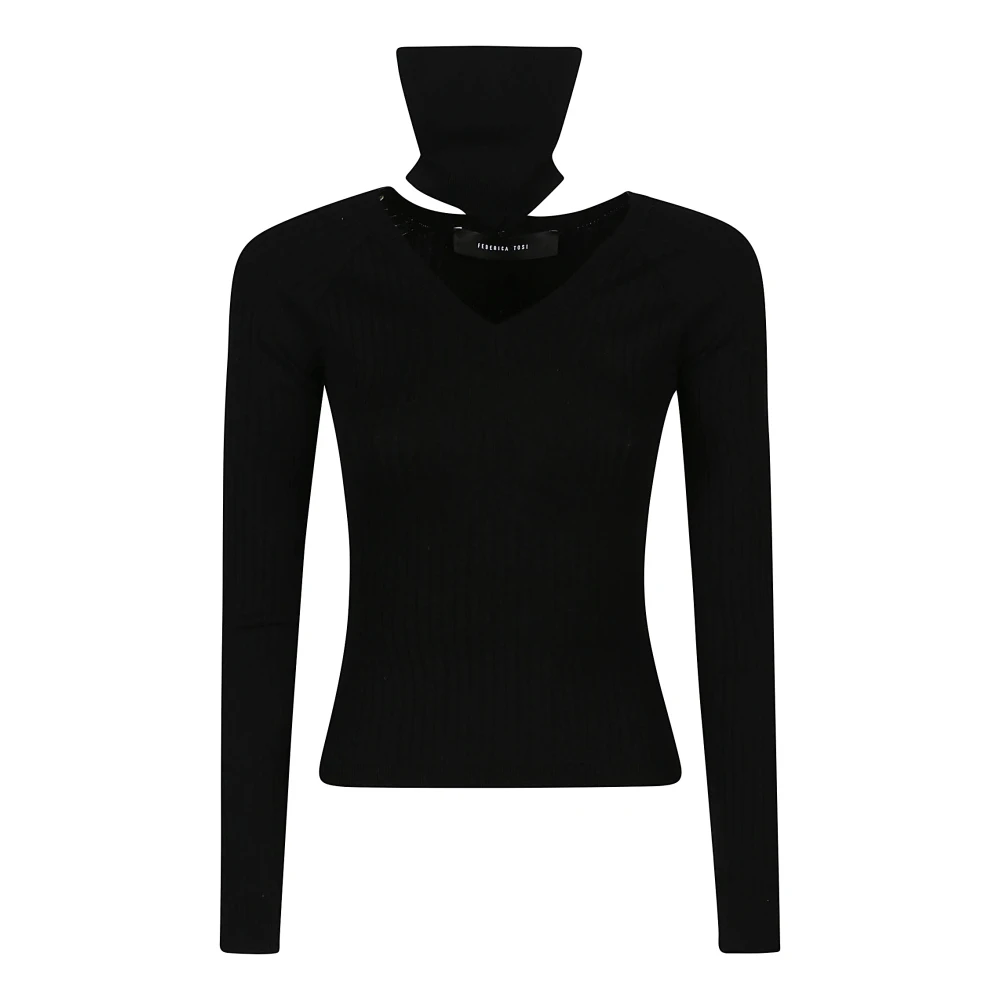 Federica Tosi Turtle Neck Sweater Cut Out Style Black Dames