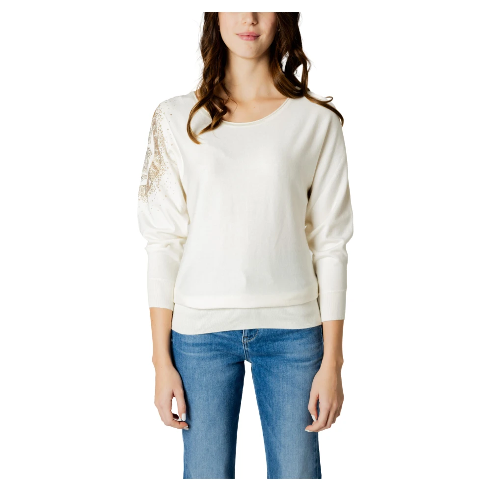 Guess Leslie Logo Vleermuismouw Top White Dames