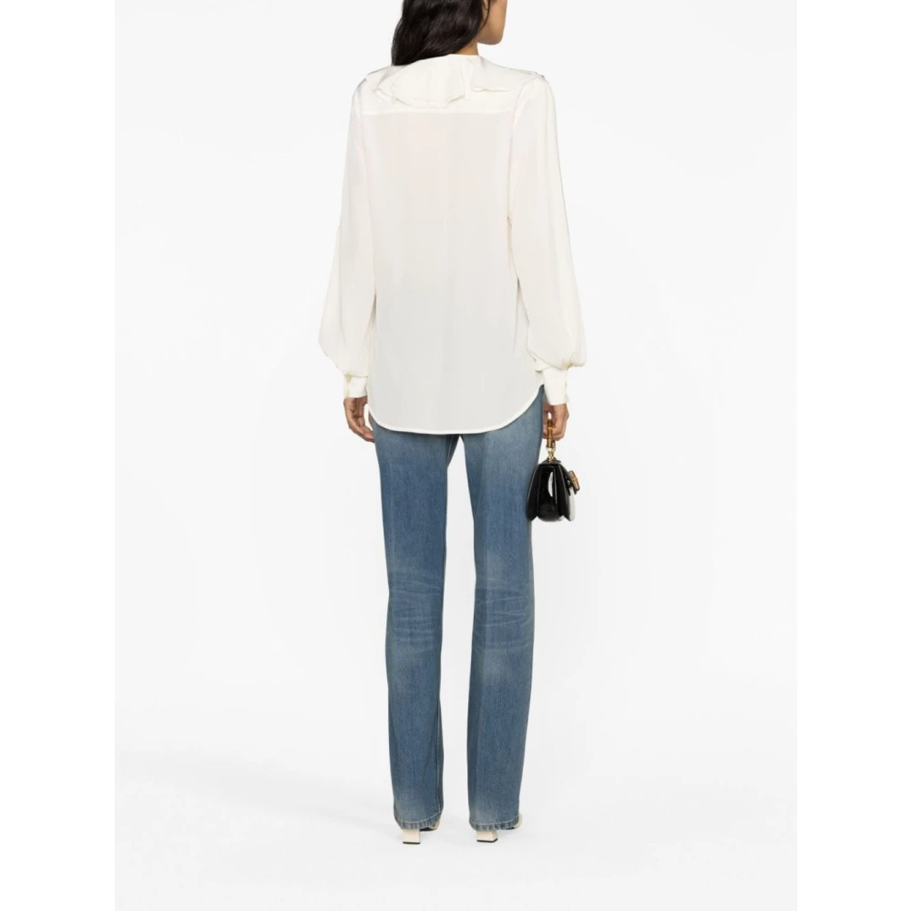 Victoria Beckham Zijden Ruches Shirt Geel White Dames