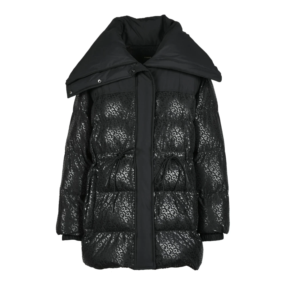 pinko Gewatteerde Polyester Jas Black Dames