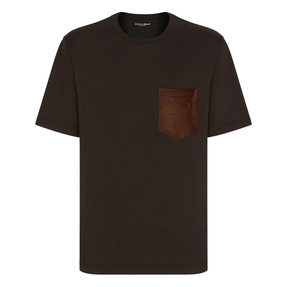 Dolce & Gabbana Bruin Leren Zak T-shirts Polos Brown Heren