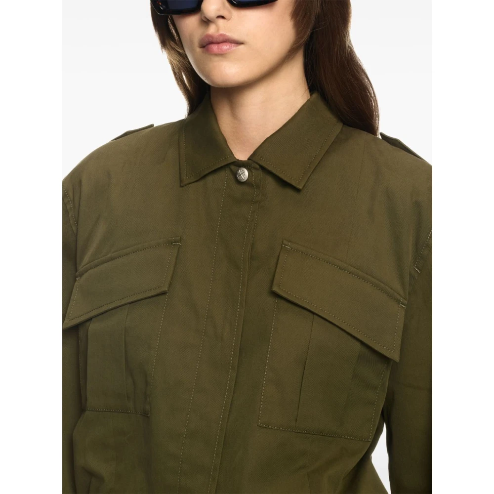 Off White Groene Katoenen Jurk met Zakken Green Dames