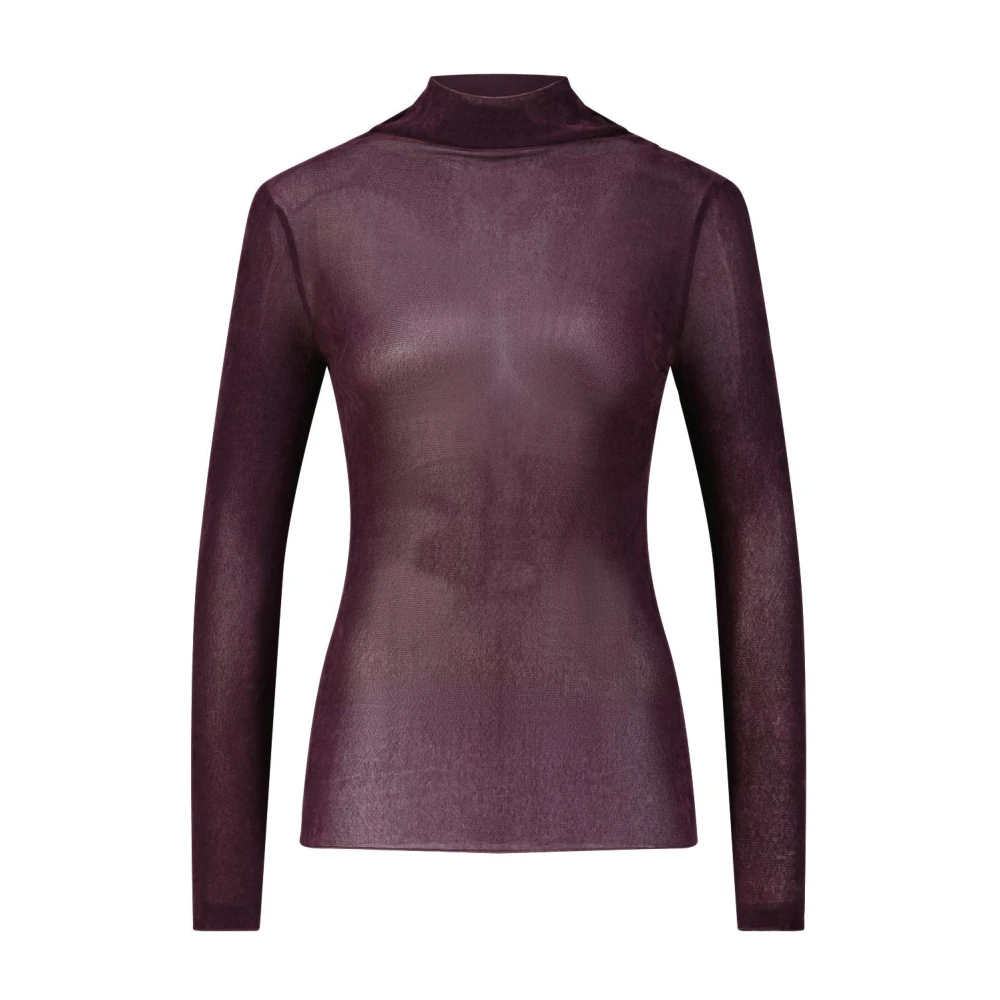 LUISA CERANO Mesh Velvet Longsleeve Top Red Dames