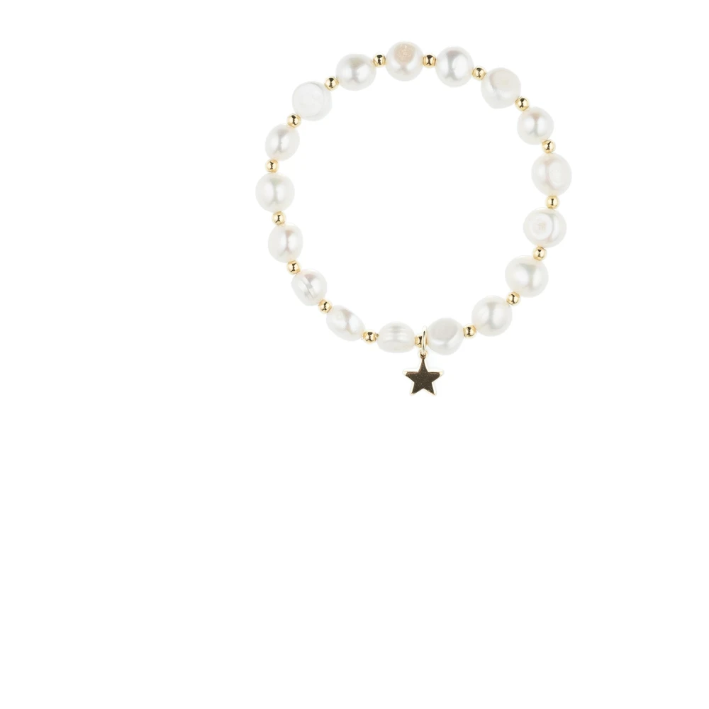 Fresh Water Pearl Bracelet 8 MM W/Gold Beads