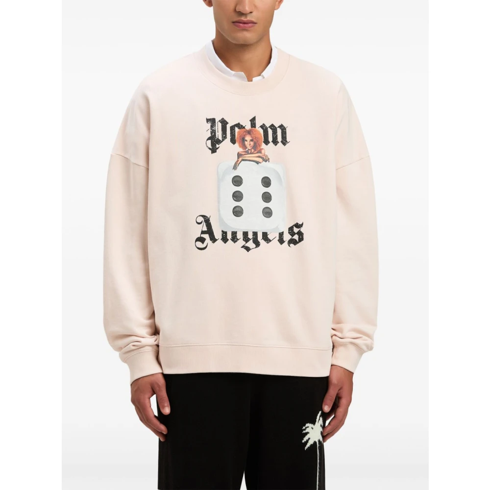 Palm Angels Lichtroze Sweater Voorprint Lange Mouw Pink Heren