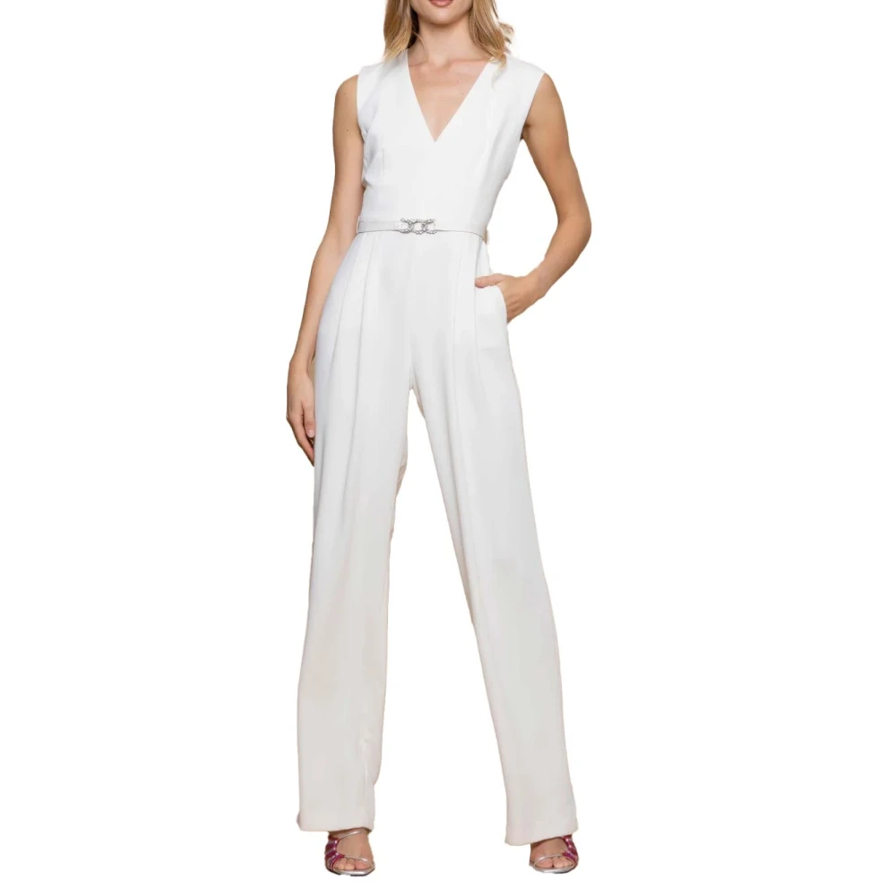 Kocca Elegante V-hals Polyester Jumpsuit White Dames