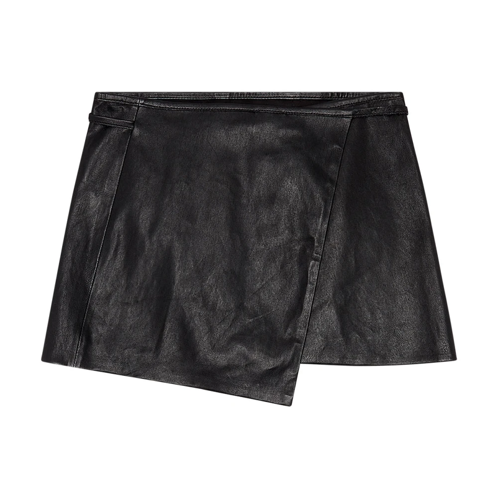 Diesel Wrap mini skirt in stretch leather Black Dames