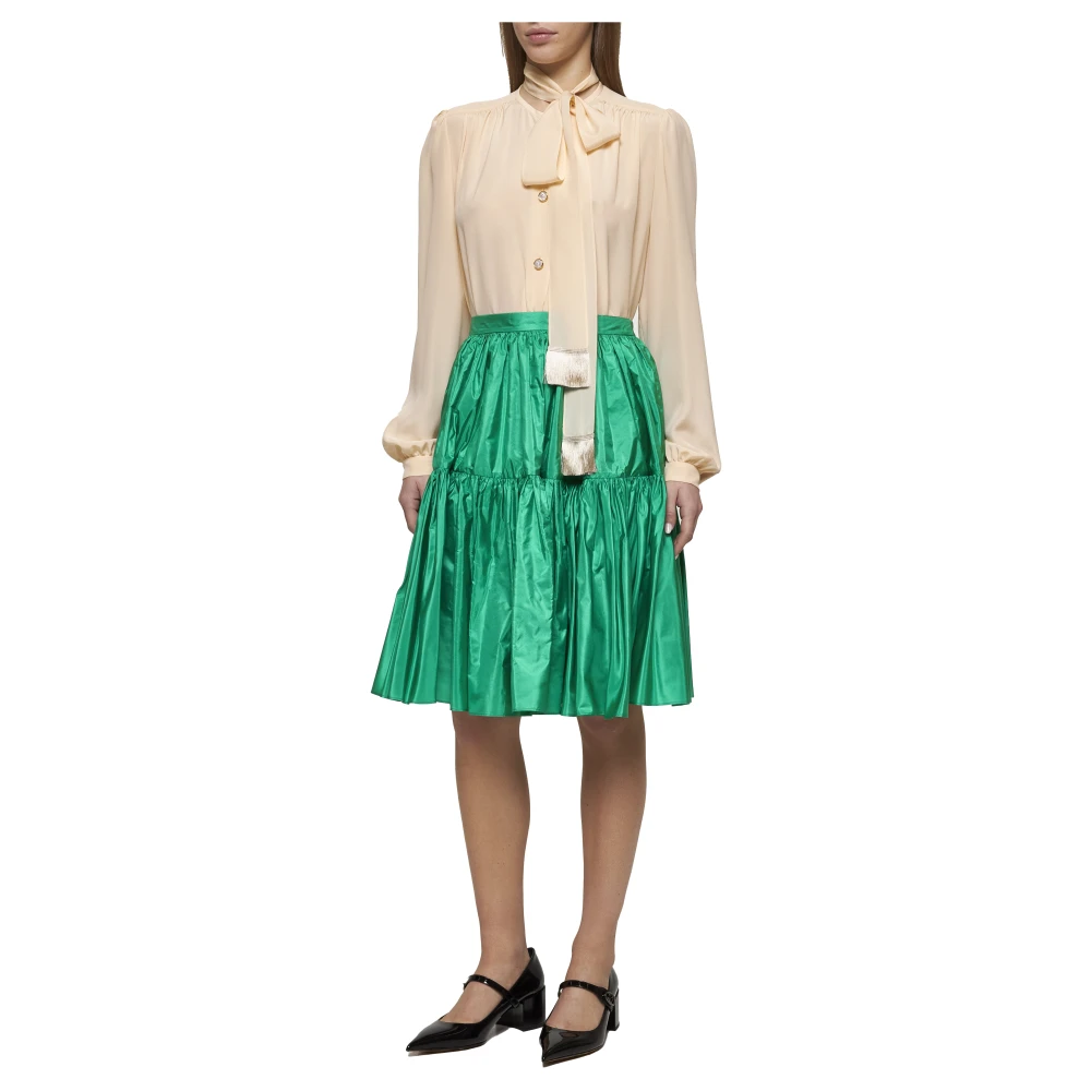 Valentino Groene Zijden Hoge Taille Rok Green Dames
