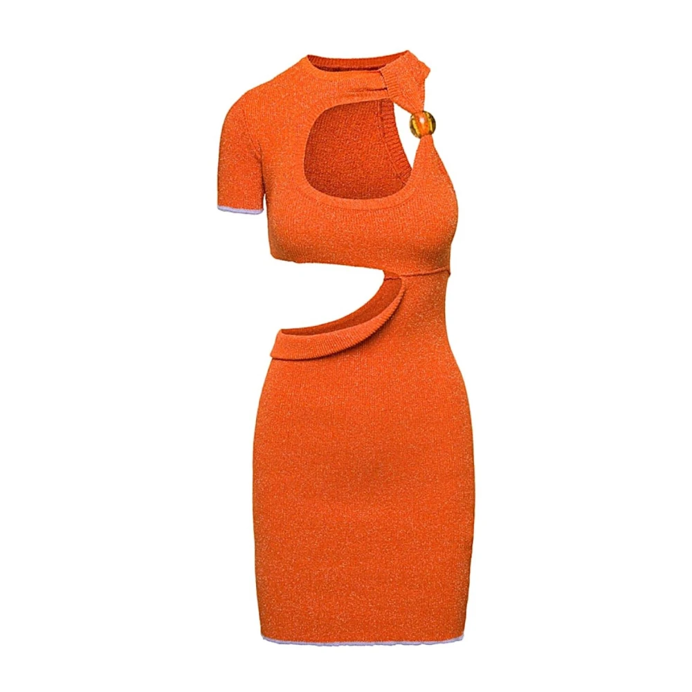 Jacquemus Orange Knitted Dresses, Female, 2XS, La Robe Brilho Knit Mini Dress