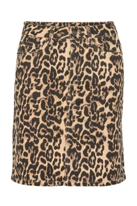 Leopardmönstrad Denimkjol