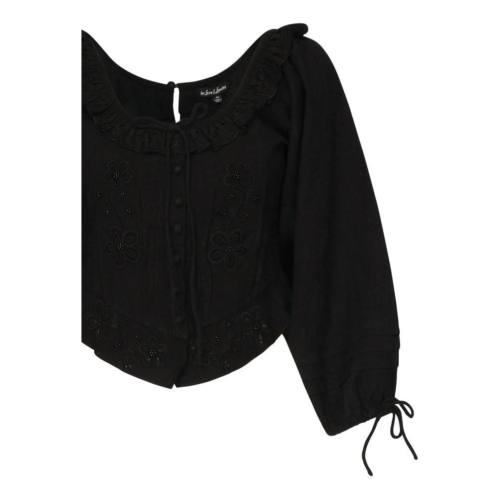 For Love & Lemons Zwarte Top met Kant Black Dames